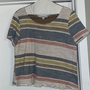 Green Envelope large striped slight cropped Top